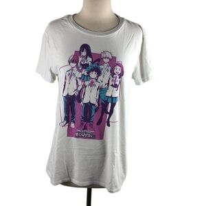 My Hero Academia Group Mens White Tee Size Medium